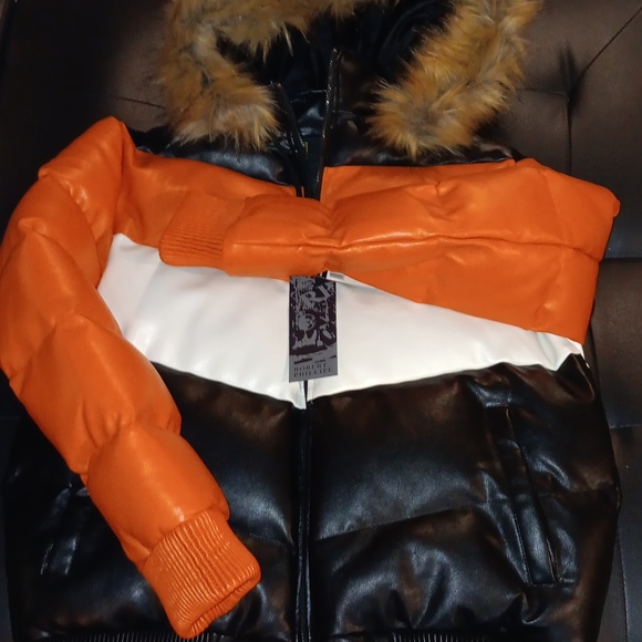 Robert Phillipe.. men's puffer coat.. size xl mens.. orange/blk/wht.. brand new! - Picture 2 of 10